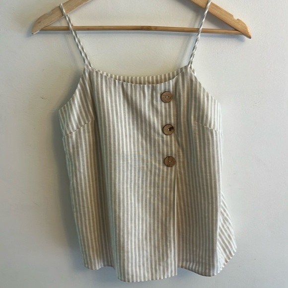 TopShop Women’s Linen Tank Camisole Striped Size 2 Small - Picture 1 of 6